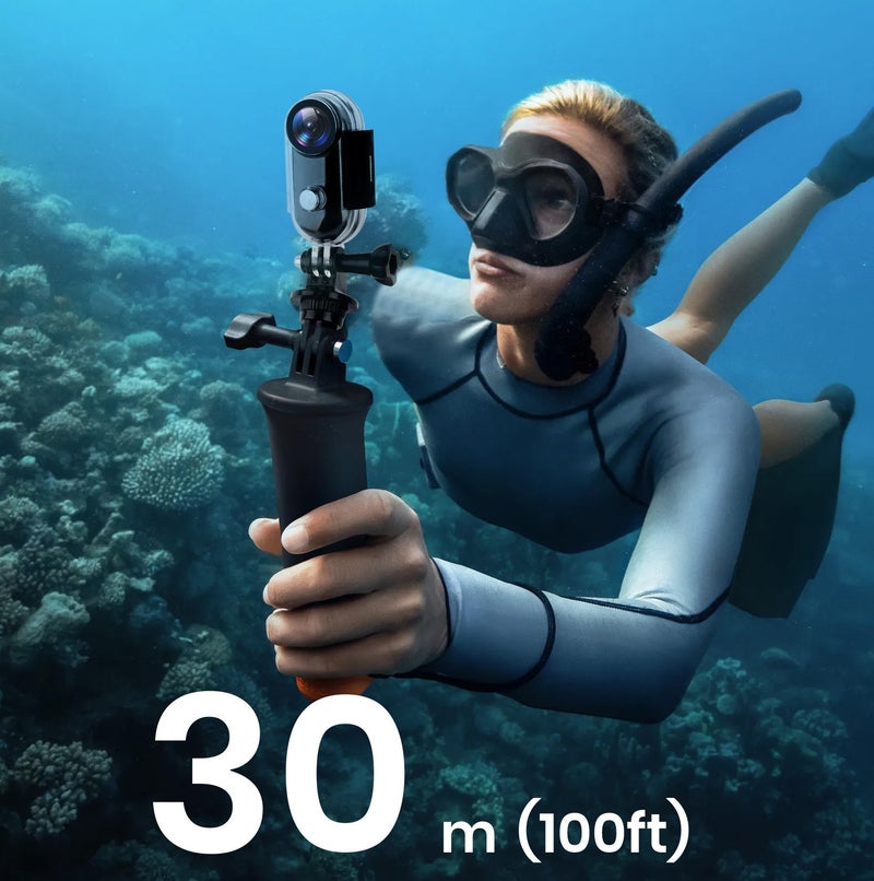 بيسوين كاميرا عمل 360 درجة ، حجم صغير ، جبل في أي مكان ، مسجل فيديو قابل للارتداء WiFi 120 درجة زاوية واسعة ، 10 + إكسسوارات ركوب الدراجات السفر الحيوانات الأليفة المشي الرياضة (64G-Card ، الأسود) - Image 3